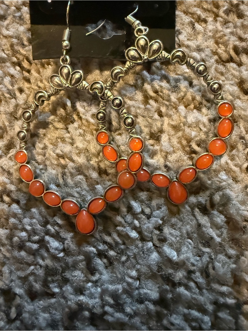Orange Stone Hoop Earrings - Women Jewelry 3